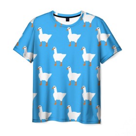 Мужская футболка 3D с принтом КРУТЫЕ ГУСИ в Тюмени, 100% полиэфир | прямой крой, круглый вырез горловины, длина до линии бедер | Тематика изображения на принте: meme | untitled goose game | злой гусь | мем | птица