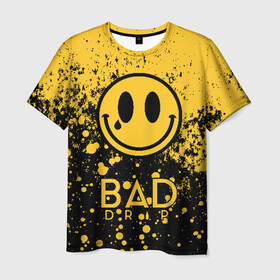 Мужская футболка 3D с принтом BAD DRIP в Тюмени, 100% полиэфир | прямой крой, круглый вырез горловины, длина до линии бедер | bad | baddrip | cloud | coil | drip | smoke | vape | wape | бак | вейп | вейпер | дрипка | дым | койл | культура | мод | облако | пар | хипстер