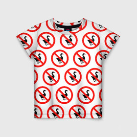 Детская футболка 3D с принтом НЕТ ГУСЯМ в Тюмени, 100% гипоаллергенный полиэфир | прямой крой, круглый вырез горловины, длина до линии бедер, чуть спущенное плечо, ткань немного тянется | meme | untitled goose game | злой гусь | мем | птица
