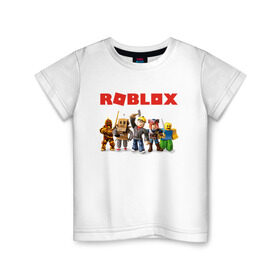 Детская футболка хлопок с принтом ROBLOX в Тюмени, 100% хлопок | круглый вырез горловины, полуприлегающий силуэт, длина до линии бедер | roblox | roblox simulator. | код роблокс | роблокс | роблокс симулятор