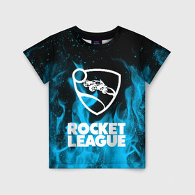 Детская футболка 3D с принтом ROCKET LEAGUE в Тюмени, 100% гипоаллергенный полиэфир | прямой крой, круглый вырез горловины, длина до линии бедер, чуть спущенное плечо, ткань немного тянется | racing. | rocket league | rocket league garage | rocket trade | гонки | рокет лига
