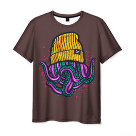 Мужская футболка 3D с принтом Octopus(Lil Peep, GBC) в Тюмени, 100% полиэфир | прямой крой, круглый вырез горловины, длина до линии бедер | Тематика изображения на принте: gbc | lil | peep | rap | rock | бордовый | желтый | зеленый | исполнитель | картинка | надпись на спине | осьминог | редактируемый дизайн | рок | рэп | рэпер | сочный цвет | фиолетовый
