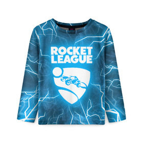 Детский лонгслив 3D с принтом ROCKET LEAGUE в Тюмени, 100% полиэстер | длинные рукава, круглый вырез горловины, полуприлегающий силуэт
 | racing. | rocket league | rocket league garage | rocket trade | гонки | рокет лига