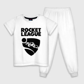 Детская пижама хлопок с принтом ROCKET LEAGUE в Тюмени, 100% хлопок |  брюки и футболка прямого кроя, без карманов, на брюках мягкая резинка на поясе и по низу штанин
 | racing. | rocket league | rocket league garage | rocket trade | гонки | рокет лига