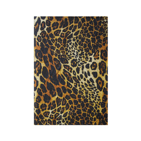 Обложка для паспорта матовая кожа с принтом Леопард в Тюмени, натуральная матовая кожа | размер 19,3 х 13,7 см; прозрачные пластиковые крепления | кошка | лео | леопард | мех | хищник