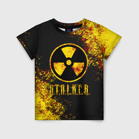 Детская футболка 3D с принтом S.T.A.L.K.E.R. в Тюмени, 100% гипоаллергенный полиэфир | прямой крой, круглый вырез горловины, длина до линии бедер, чуть спущенное плечо, ткань немного тянется | game | stalker | зона | игра | радиация | сталкер | чернобыль