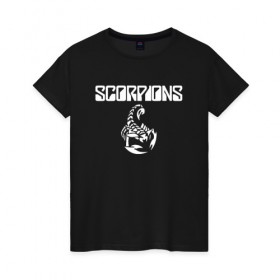 Женская футболка хлопок с принтом SCORPIONS в Тюмени, 100% хлопок | прямой крой, круглый вырез горловины, длина до линии бедер, слегка спущенное плечо | scorpions | клаус майне | маттиас ябс | микки ди | павел мончивода | рудольф шенкер | скорпион | скорпионс