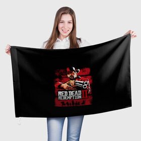 Флаг 3D с принтом Red Dead Redemption в Тюмени, 100% полиэстер | плотность ткани — 95 г/м2, размер — 67 х 109 см. Принт наносится с одной стороны | dead | gamer | john | marston | rdr | red | redemption | rockstar | shooter | western | вестерн | джон | марстон | шутер