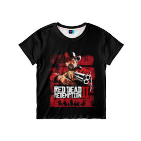 Детская футболка 3D с принтом Red Dead Redemption в Тюмени, 100% гипоаллергенный полиэфир | прямой крой, круглый вырез горловины, длина до линии бедер, чуть спущенное плечо, ткань немного тянется | Тематика изображения на принте: dead | gamer | john | marston | rdr | red | redemption | rockstar | shooter | western | вестерн | джон | марстон | шутер