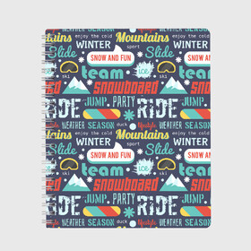 Тетрадь с принтом Snowboard ride winter в Тюмени, 100% бумага | 48 листов, плотность листов — 60 г/м2, плотность картонной обложки — 250 г/м2. Листы скреплены сбоку удобной пружинной спиралью. Уголки страниц и обложки скругленные. Цвет линий — светло-серый
 | горы | зима | природа | снег | сноуборд | спорт