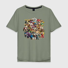 Мужская футболка хлопок Oversize с принтом Street Fighter Сharacters в Тюмени, 100% хлопок | свободный крой, круглый ворот, “спинка” длиннее передней части | street fighter сharacters