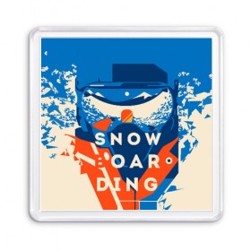 Магнит 55*55 с принтом SNOW BOAR DING в Тюмени, Пластик | Размер: 65*65 мм; Размер печати: 55*55 мм | горы | зима | природа | снег | сноуборд | спорт