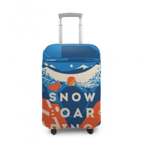 Чехол для чемодана 3D с принтом SNOW BOAR DING в Тюмени, 86% полиэфир, 14% спандекс | двустороннее нанесение принта, прорези для ручек и колес | горы | зима | природа | снег | сноуборд | спорт