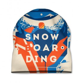 Шапка 3D с принтом SNOW BOAR DING в Тюмени, 100% полиэстер | универсальный размер, печать по всей поверхности изделия | горы | зима | природа | снег | сноуборд | спорт