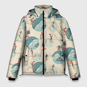 Мужская зимняя куртка 3D с принтом лыжники в Тюмени, верх — 100% полиэстер; подкладка — 100% полиэстер; утеплитель — 100% полиэстер | длина ниже бедра, свободный силуэт Оверсайз. Есть воротник-стойка, отстегивающийся капюшон и ветрозащитная планка. 

Боковые карманы с листочкой на кнопках и внутренний карман на молнии. | горы | зима | лыжи | природа | снег | спорт