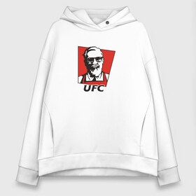 Женское худи Oversize хлопок с принтом UFC (Конор) в Тюмени, френч-терри — 70% хлопок, 30% полиэстер. Мягкий теплый начес внутри —100% хлопок | боковые карманы, эластичные манжеты и нижняя кромка, капюшон на магнитной кнопке | kfc | ufc | боец | конор макгрегор