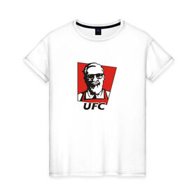 Женская футболка хлопок с принтом UFC (Конор) в Тюмени, 100% хлопок | прямой крой, круглый вырез горловины, длина до линии бедер, слегка спущенное плечо | kfc | ufc | боец | конор макгрегор
