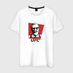 Мужская футболка хлопок с принтом UFC (Конор) в Тюмени, 100% хлопок | прямой крой, круглый вырез горловины, длина до линии бедер, слегка спущенное плечо. | Тематика изображения на принте: kfc | ufc | боец | конор макгрегор