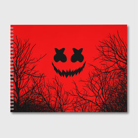 Альбом для рисования с принтом MARSHMELLO HALLOWEEN в Тюмени, 100% бумага
 | матовая бумага, плотность 200 мг. | america | dj | halloween | marshmello | marshmello halloween | usa | америка | маршмелло | маршмелло хеллоуин | хеллоуин | хэллоуин