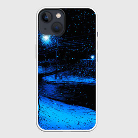 Чехол для iPhone 13 с принтом ЗИМНЯЯ НОЧЬ в Тюмени,  |  | star | stars | texture | вечер | вечерние иллюстрации | звезда | звезды | ночной пейзаж | ночные | ночь | природа | прогулки | текстуры