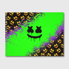 Альбом для рисования с принтом MARSHMELLO HALLOWEEN в Тюмени, 100% бумага
 | матовая бумага, плотность 200 мг. | america | dj | halloween | marshmello | marshmello halloween | usa | америка | маршмелло | маршмелло хеллоуин | хеллоуин | хэллоуин