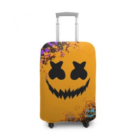 Чехол для чемодана 3D с принтом MARSHMELLO HALLOWEEN в Тюмени, 86% полиэфир, 14% спандекс | двустороннее нанесение принта, прорези для ручек и колес | america | dj | halloween | marshmello | marshmello halloween | usa | америка | маршмелло | маршмелло хеллоуин | хеллоуин | хэллоуин