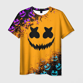 Мужская футболка 3D с принтом MARSHMELLO HALLOWEEN в Тюмени, 100% полиэфир | прямой крой, круглый вырез горловины, длина до линии бедер | america | dj | halloween | marshmello | marshmello halloween | usa | америка | маршмелло | маршмелло хеллоуин | хеллоуин | хэллоуин
