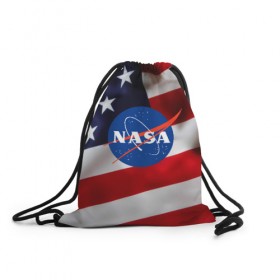 Рюкзак-мешок 3D с принтом NASA USA в Тюмени, 100% полиэстер | плотность ткани — 200 г/м2, размер — 35 х 45 см; лямки — толстые шнурки, застежка на шнуровке, без карманов и подкладки | nasa | space x | spacex | usa | астронавт | астронавтика | космонавт | наса | сша