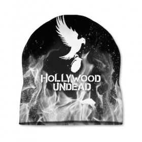 Шапка 3D с принтом HOLLYWOOD UNDEAD в Тюмени, 100% полиэстер | универсальный размер, печать по всей поверхности изделия | deuce | hollywood undead | hu | j dog | shady jeff | голливуд | голливудская нежить | даниэль мурильо | джордан террелл | джордж артур рейган | дилан альварес | мэттью сент клер | нежить