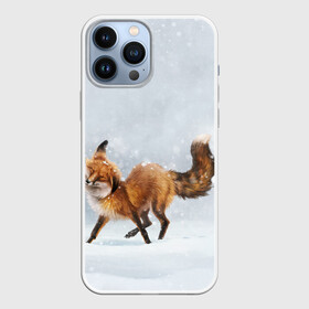 Чехол для iPhone 13 Pro Max с принтом Зимняя лисичка в Тюмени,  |  | зима | лис | лиса | лисичка | рыжая | снег | снежинки | фыр фыр