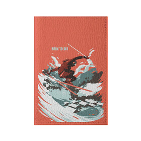 Обложка для паспорта матовая кожа с принтом BORN TO SKI в Тюмени, натуральная матовая кожа | размер 19,3 х 13,7 см; прозрачные пластиковые крепления | горы | зима | лыжи | природа | снег | спорт