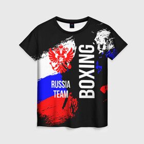 Женская футболка 3D с принтом Boxing Russia Team в Тюмени, 100% полиэфир ( синтетическое хлопкоподобное полотно) | прямой крой, круглый вырез горловины, длина до линии бедер | boxer | boxing | russia team | бокс | боксер | сборная россии | тайский бокс