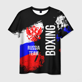 Мужская футболка 3D с принтом Boxing Russia Team в Тюмени, 100% полиэфир | прямой крой, круглый вырез горловины, длина до линии бедер | boxer | boxing | russia team | бокс | боксер | сборная россии | тайский бокс