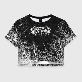 Женская футболка Crop-top 3D с принтом GHOSTEMANE BLACK FOREST в Тюмени, 100% полиэстер | круглая горловина, длина футболки до линии талии, рукава с отворотами | eric whitney | ghostemane | trash | треш