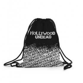 Рюкзак-мешок 3D с принтом HOLLYWOOD UNDEAD в Тюмени, 100% полиэстер | плотность ткани — 200 г/м2, размер — 35 х 45 см; лямки — толстые шнурки, застежка на шнуровке, без карманов и подкладки | deuce | hollywood undead | hu | j dog | shady jeff | голливуд | голливудская нежить | даниэль мурильо | джордан террелл | джордж артур рейган | дилан альварес | мэттью сент клер | нежить