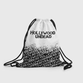 Рюкзак-мешок 3D с принтом HOLLYWOOD UNDEAD в Тюмени, 100% полиэстер | плотность ткани — 200 г/м2, размер — 35 х 45 см; лямки — толстые шнурки, застежка на шнуровке, без карманов и подкладки | deuce | hollywood undead | hu | j dog | shady jeff | голливуд | голливудская нежить | даниэль мурильо | джордан террелл | джордж артур рейган | дилан альварес | мэттью сент клер | нежить