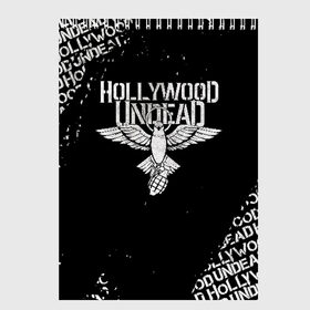 Скетчбук с принтом HOLLYWOOD UNDEAD в Тюмени, 100% бумага
 | 48 листов, плотность листов — 100 г/м2, плотность картонной обложки — 250 г/м2. Листы скреплены сверху удобной пружинной спиралью | deuce | hollywood undead | hu | j dog | shady jeff | голливуд | голливудская нежить | даниэль мурильо | джордан террелл | джордж артур рейган | дилан альварес | мэттью сент клер | нежить