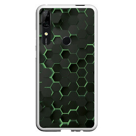 Чехол для Honor P Smart Z с принтом 3D соты GREEN в Тюмени, Силикон | Область печати: задняя сторона чехла, без боковых панелей | Тематика изображения на принте: 3d | 3d соты | 3д | texture | абстракция | соты | текстура | яркая