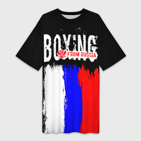 Платье-футболка 3D с принтом Boxing from Russia в Тюмени,  |  | boxer | boxing | from russia | with lowe | бокс | боксер | из россии | кикбоксинг | с любовью | тайский бокс