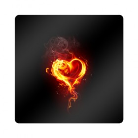 Магнит виниловый Квадрат с принтом Огненное сердце в Тюмени, полимерный материал с магнитным слоем | размер 9*9 см, закругленные углы | Тематика изображения на принте: 14 февраля | heart | в подарок | горящее | день святого валентина | для влюбленных | для подарка | огненный | огонь | сердце