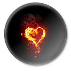 Значок с принтом Огненное сердце в Тюмени,  металл | круглая форма, металлическая застежка в виде булавки | 14 февраля | heart | в подарок | горящее | день святого валентина | для влюбленных | для подарка | огненный | огонь | сердце