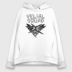 Женское худи Oversize хлопок с принтом VELIAL SQUAD в Тюмени, френч-терри — 70% хлопок, 30% полиэстер. Мягкий теплый начес внутри —100% хлопок | боковые карманы, эластичные манжеты и нижняя кромка, капюшон на магнитной кнопке | velial squad | велиал сквад