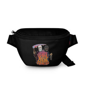 Поясная сумка 3D с принтом Velial Squad в Тюмени, 100% полиэстер | плотная ткань, ремень с регулируемой длиной, внутри несколько карманов для мелочей, основное отделение и карман с обратной стороны сумки застегиваются на молнию | horror | music | rap | redvelsqd | rock | музыка | рок | рэп | хоррор