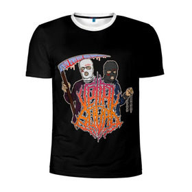 Мужская футболка 3D спортивная с принтом Velial Squad в Тюмени, 100% полиэстер с улучшенными характеристиками | приталенный силуэт, круглая горловина, широкие плечи, сужается к линии бедра | horror | music | rap | redvelsqd | rock | музыка | рок | рэп | хоррор