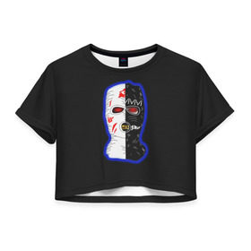 Женская футболка Cropp-top с принтом Velial Squad в Тюмени, 100% полиэстер | круглая горловина, длина футболки до линии талии, рукава с отворотами | horror | music | rap | redvelsqd | rock | музыка | рок | рэп | хоррор