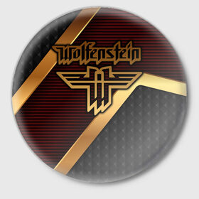 Значок с принтом Wolfenstein в Тюмени,  металл | круглая форма, металлическая застежка в виде булавки | Тематика изображения на принте: 