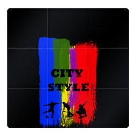 Магнитный плакат 3Х3 с принтом City style в Тюмени, Полимерный материал с магнитным слоем | 9 деталей размером 9*9 см | city | style | велик | велосипед | велосипедист | графити | граффити | краска | краски. мазки краски | мазки | скуйтборд | спорт | футбол | цветное