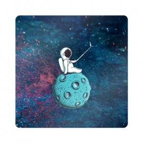 Магнит виниловый Квадрат с принтом Сэлфи Космонавта в Тюмени, полимерный материал с магнитным слоем | размер 9*9 см, закругленные углы | galaxy | moon | вселенная | галактика | звезды | космонавт | космос | луна | месяц | сэлфи | сэлфипалка
