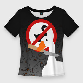 Женская футболка 3D Slim с принтом Untitled Goose Game в Тюмени,  |  | goose | goose game | honk | untitled goose game | гусь | гусь игра | злой гусь | игра про гуся | кря | отвратительный гусь