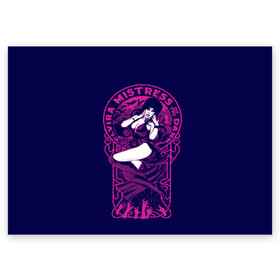 Поздравительная открытка с принтом Эльвира в Тюмени, 100% бумага | плотность бумаги 280 г/м2, матовая, на обратной стороне линовка и место для марки
 | Тематика изображения на принте: elvira | mistress of the dark | арт | девушка | эльвира | эльвира  повелительница тьмы